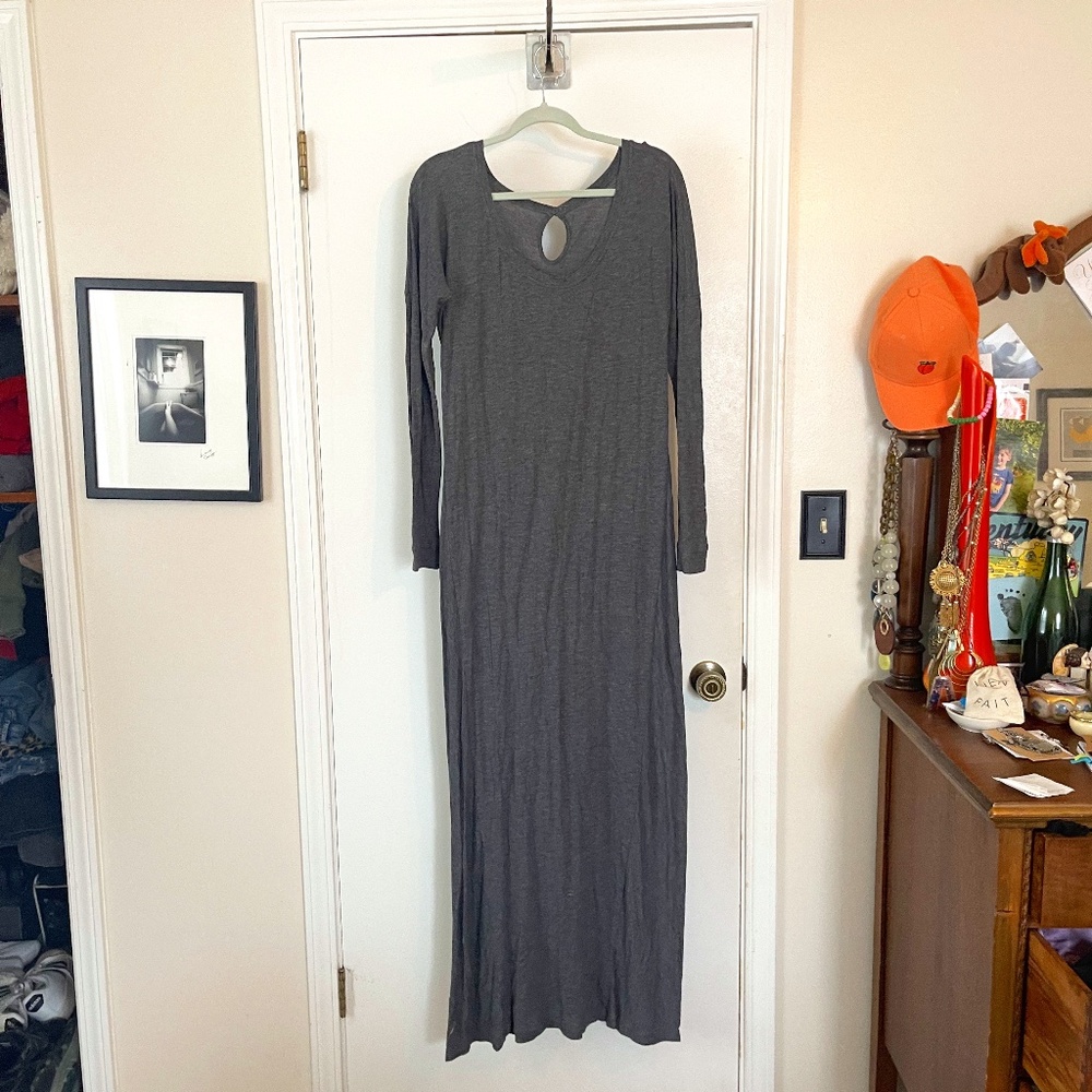 Anthropologie Allihop Gray Turnaround Chemise Maxi Dress